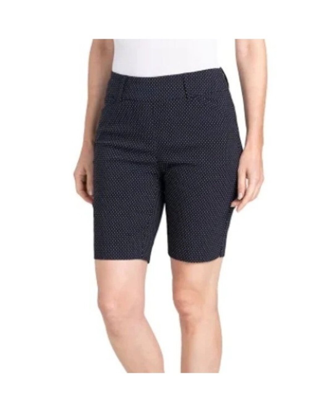 NWT Hilary Radley Women's XXL Bermuda Shorts Navy Polka  Pullover Stretch C0794